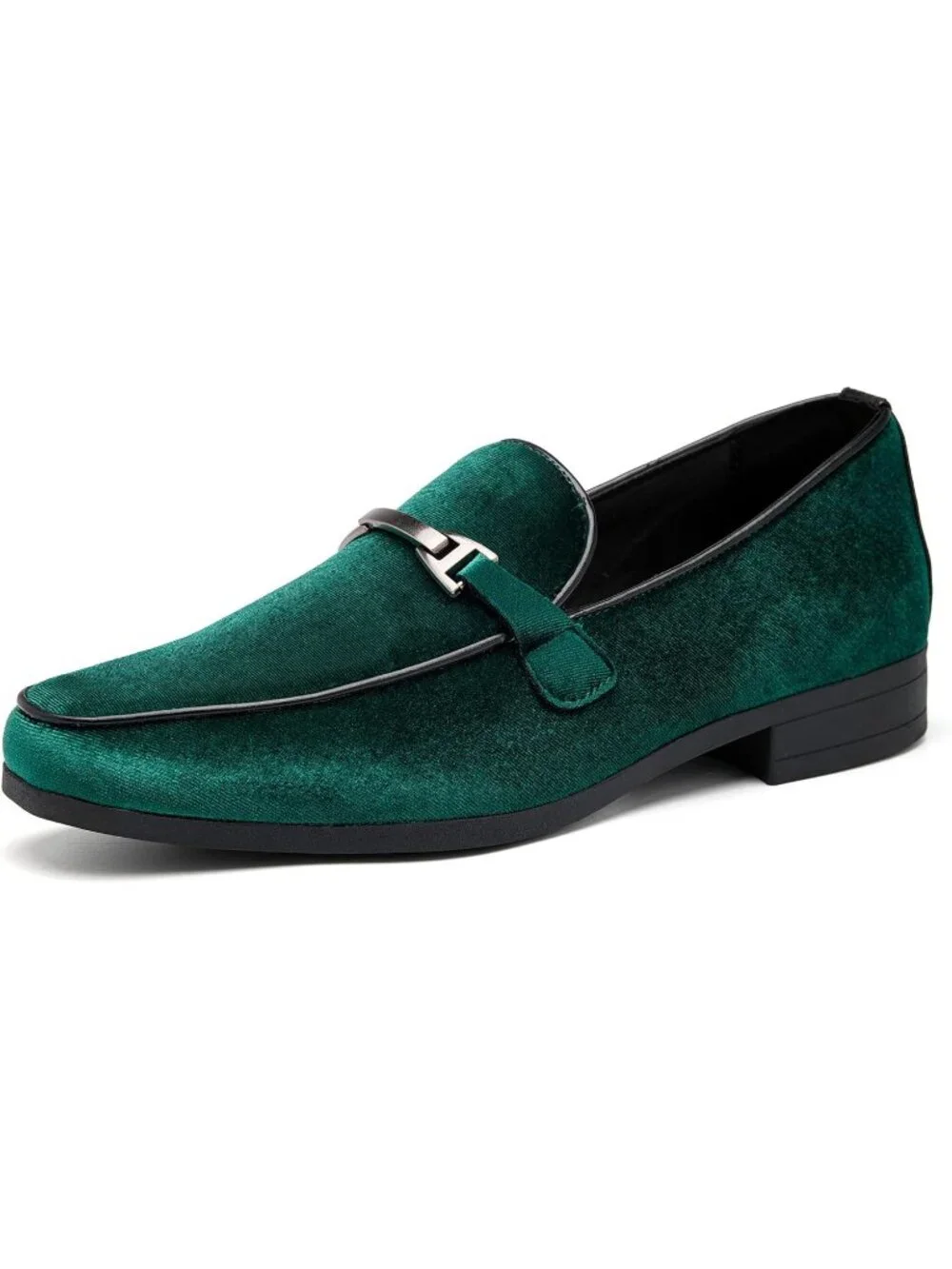 Men's Green Velvet Loafers Slip-On Comfortable Formal Dress Shoes Casual